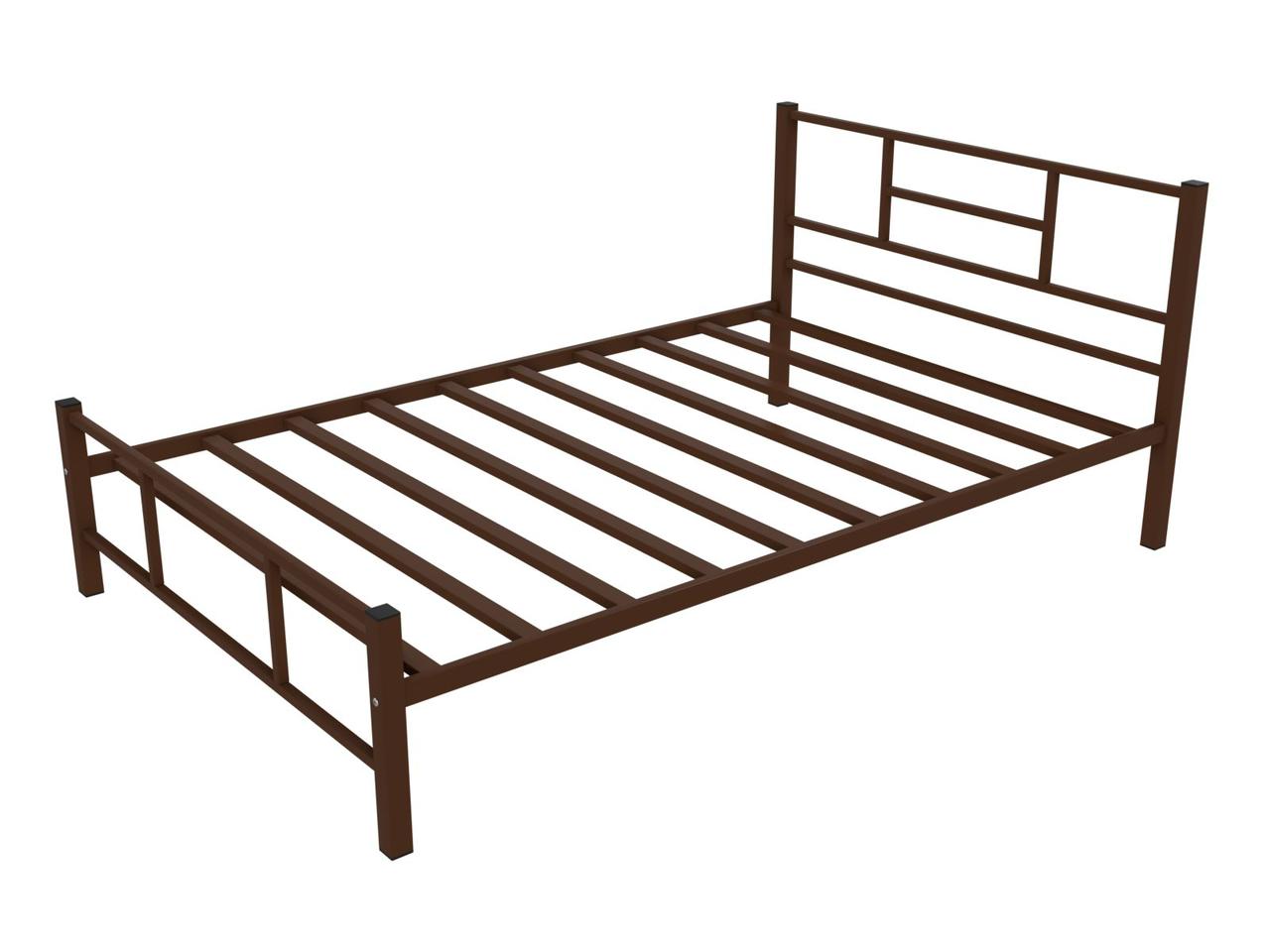 Фото кровать - кадис коричневая/190х120 (1980х1260х800 мм) металлическая 1,5-спальная для хостела одноярусная