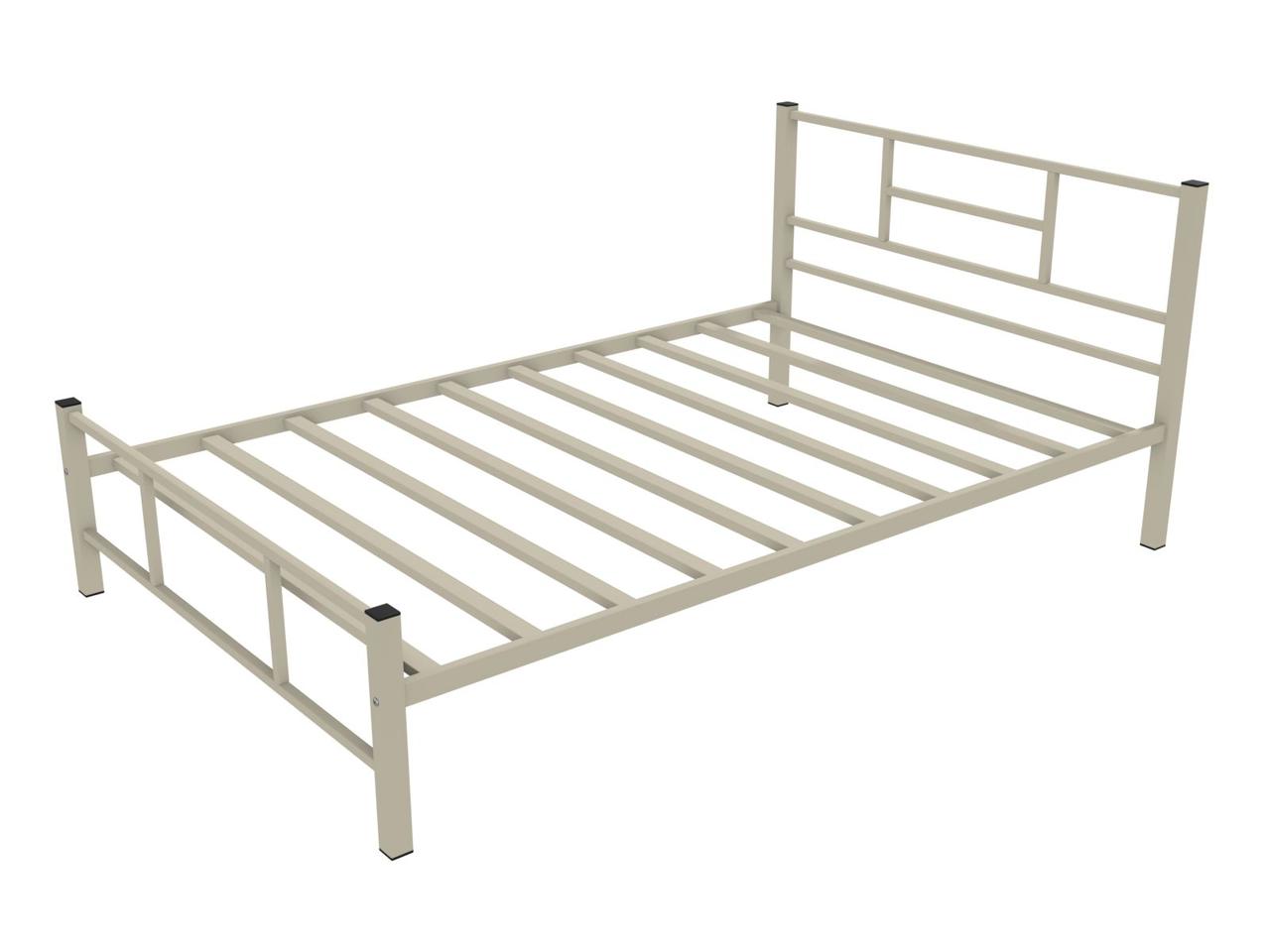 Фото кровать - кадис бежевая/190х120 (1980х1260х800 мм) металлическая 1,5-спальная для подростков