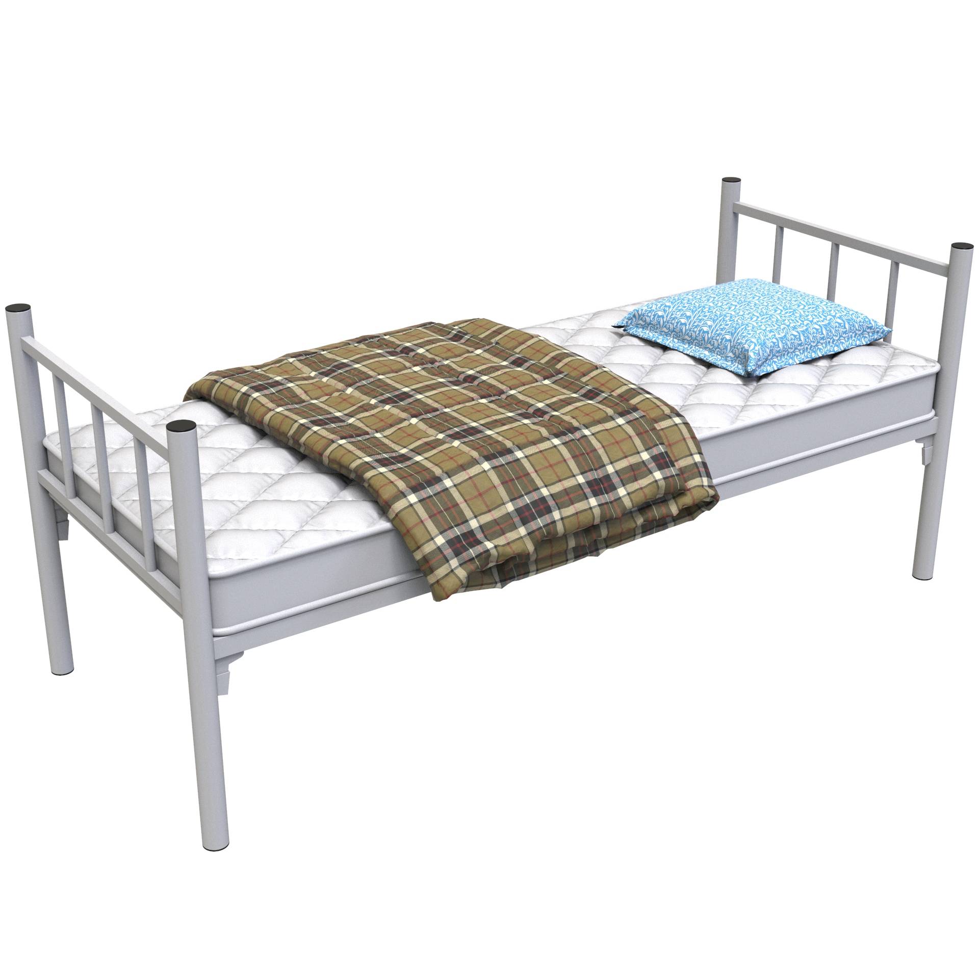 Фото кровать с пружинным матрасом подушкой и одеялом - вахтовик-1
